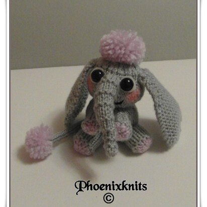 Pompom Pygmy Elephant - knitting pattern
