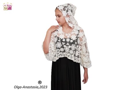 Crochet Christmas lace cape for Church