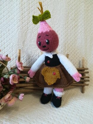 Toy Knitting Patterns -Knit doll Gir Radish