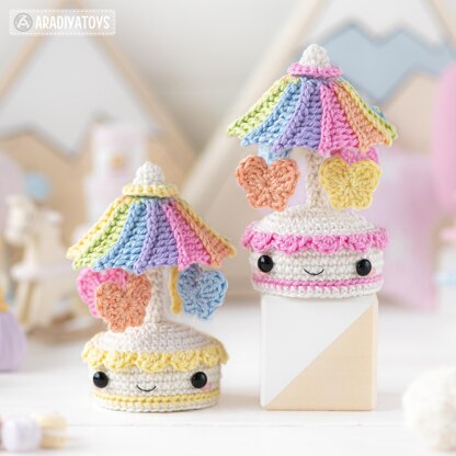 Amigurumi Crochet Pattern for kawaii music box carousel butterfly by AradiyaToys gift tutorial PDF file easy amigurumi pattern DIY project by AradiyaToys (Olka Novytska)