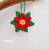 Poinsettia charm crochet pattern, Crochet Poinsettia ornament rear view mirror car, Christmas car decor crochet flower bag charm accessories