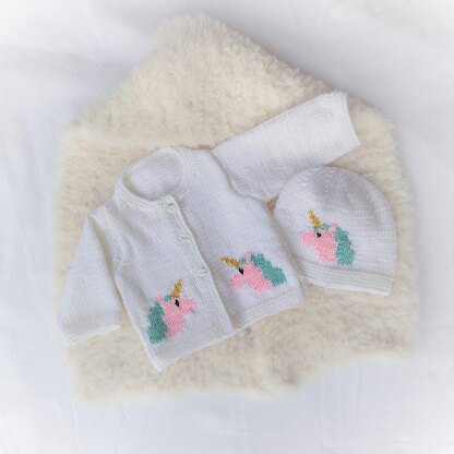 Baby Unicorn Cardigan and Hat