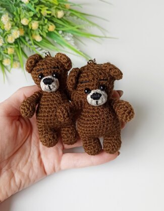 Crochet teddy bear, amigurumi bear keychain