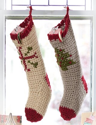 Cross Stitch Stockings in Bernat Softee Chunky Holiday