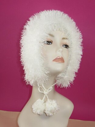 Faux Fur Trim Garter Stitch Bonnet Hat