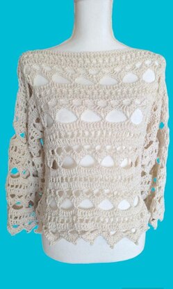 The Seaside Serenity Crochet Lace Pullover