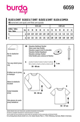 Burda Style Misses' Top and Blouse B6059 - Paper Pattern, Size 8-18 (34-44)