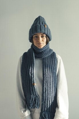 Set: High Top 2x2 Ribbed Hat and Brioche Scarf + Video