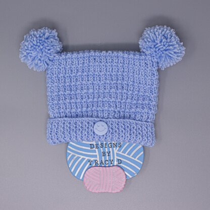 Square pom pom hat Bay boy or girl