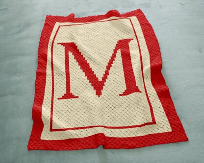 Name Blanket Initial Letter M Throw Baby Shower Stroller C2C Crochet Pattern