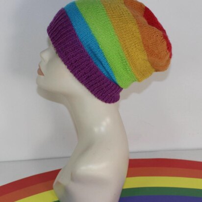 Rainbow 4Ply Slouch Hat Circular