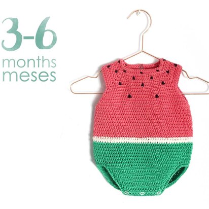 3-6 months - Crochet Watermelon Romper