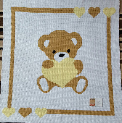 Crochet Baby Blanket - Sweet Heart Bear