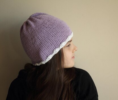 Contrasting Flower Beanie