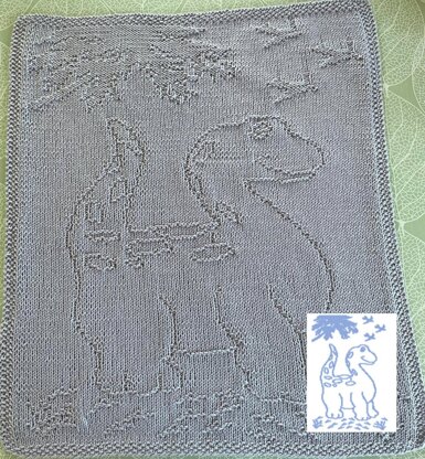 Nr. 703 Dinosaur on grass 103 stitches guest towel