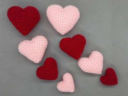 Hearts amigurumi, 4 sizes