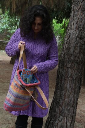  Large knitted felted colorful bag in Fair Isle pattern