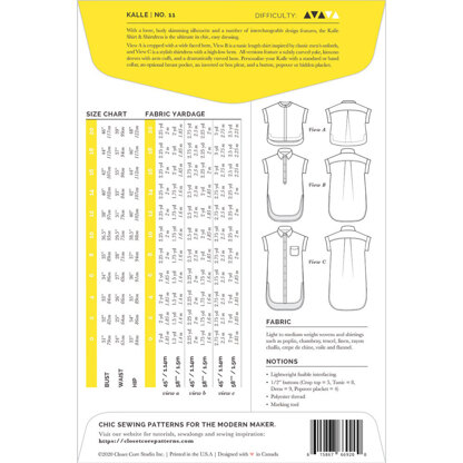 Closet Core Patterns Kalle Shirt & Shirtdress CCP11 - Sewing Pattern