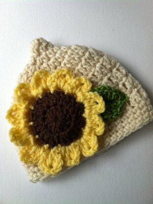 Sunflower Pixie Crochet Baby Hat