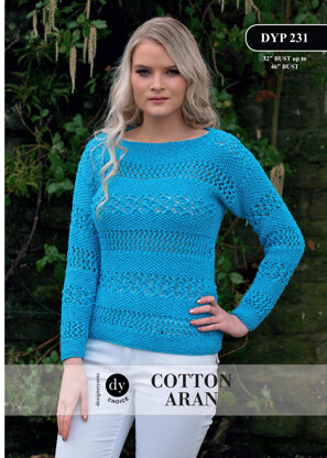 Moss Stitch and Lace Stitch Jumper in DY Choice Cotton Aran - DYP231 - Downloadable PDF