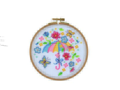Creative World Of Crafts April Showers Cross Stitch Kit - 15.5cm
