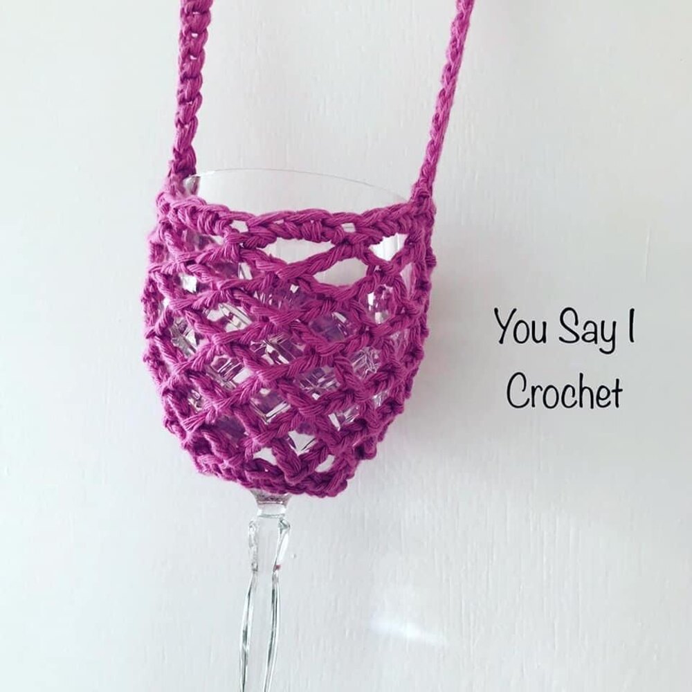 Crochet Wine Glass Holder, Crochet Glass Holder, Wine Glass
