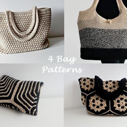 4 Crochet Bag Patterns Black and Beige Inspiration