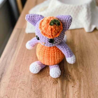 Pumpkin cat in the hat crochet pattern, halloween crochet pattern, US terms