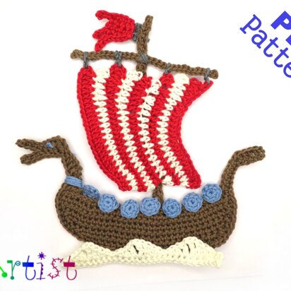 Viking Ship crochet applique pattern