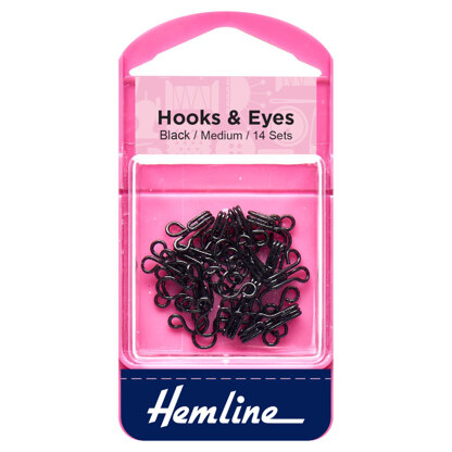 Hemline Hooks and Eyes: Black: Size 2