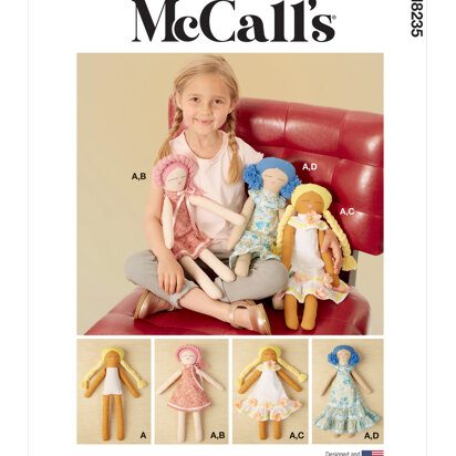 McCall's 18 Cloth Dolls M8235 - Paper Pattern, Size One Size Only