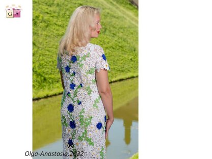 Lace dress with cornflowers