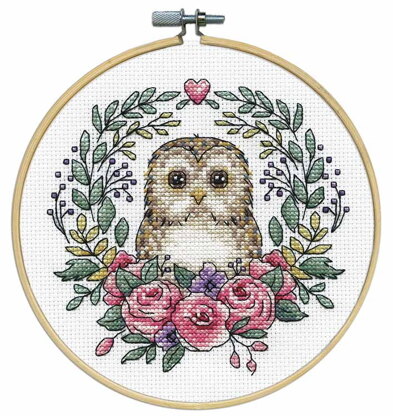 Design Works Owl LoveCrafts Exclusive Cross Stitch Kit - 20cm x 20cm