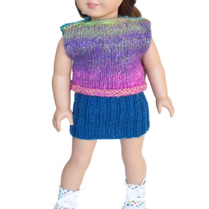 Doll Clothes Set for 18 inch Dolls, Knitting Pattern for Doll Clothes, Doll Skirt, Hat, Top
