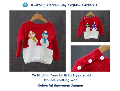 Colourful Snowmen Christmas Jumper (17) to fit from birth to 3 years old
