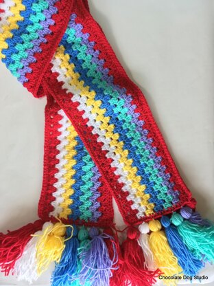 Granny Stripe Tassel Scarf