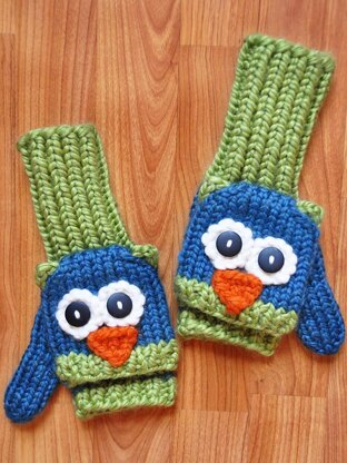 Smitten Mittens Fingerless Owl and Cat Animal Mittens