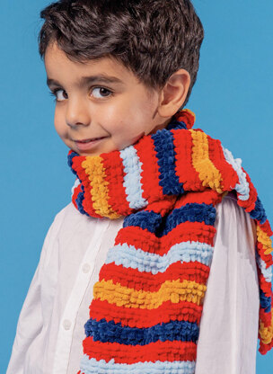 Super Striped Scarf - Free Knitting Pattern For Kids in Paintbox Yarns Chenille by Paintbox Yarns