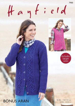 Cardigan and Waistcoat in Hayfield Bonus Aran - 7900 - Downloadable PDF