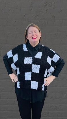 Wednesday Checkerboard Crochet Vest