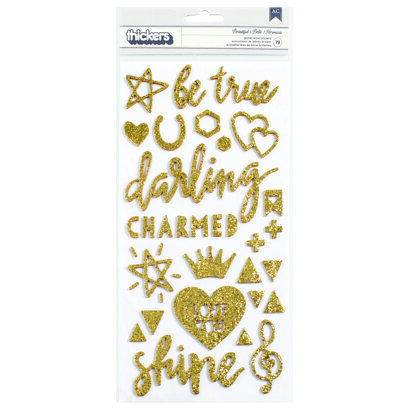 Crate Paper Thickers Beautiful Phrase and Icons Foam Gold Glitter (79 Piece)