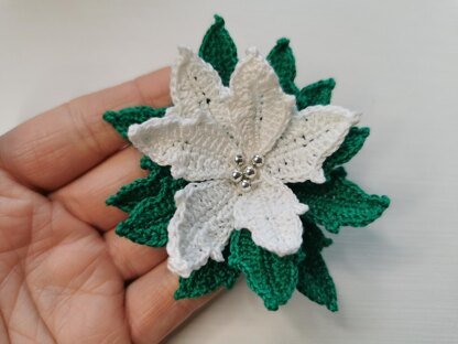 Christmas Poinsettia white flower pattern