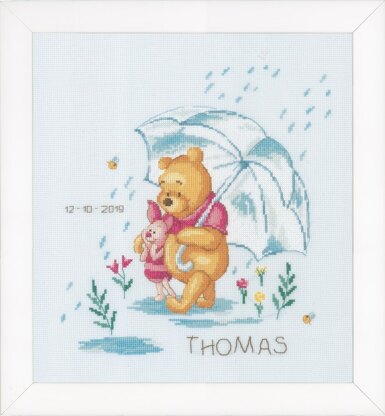 Vervaco Disney - Winnie the Pooh in the Rain Cross Stitch Kit - 26cm x 28cm