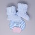 Gareth Unisex Pram set. Cardigan, Trousers, hat & booties 18-20" chest size