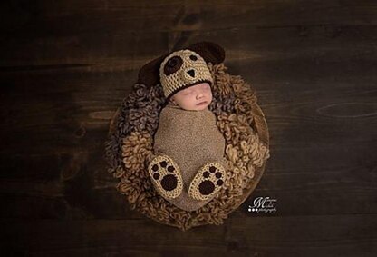 Newborn Puppy Hat and Booties Set