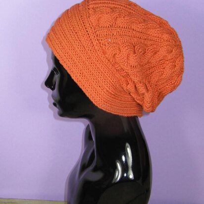 Rib Band Cable Slouch Hat