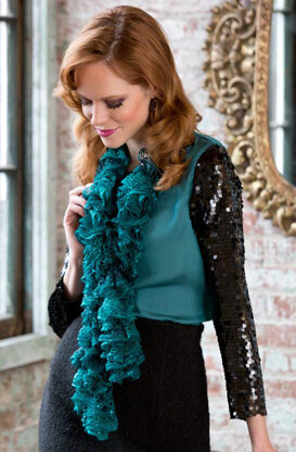 Desiree’s Ruffled Scarf in Red Heart Boutique Sashay Sequins - LW3802 - Downloadable PDF