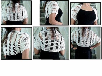 576 CROCHET WHITE SHRUG, Age 12 to Adult XL