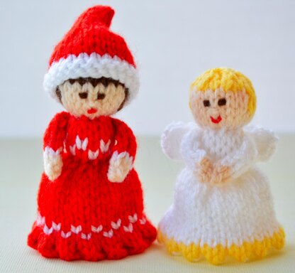 Miniature Christmas Elf and Angel Dolls Knitting Pattern - Toy Knitting Pattern