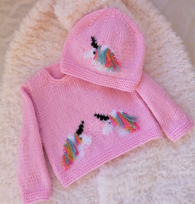 Baby Unicorn Sweater and Hat